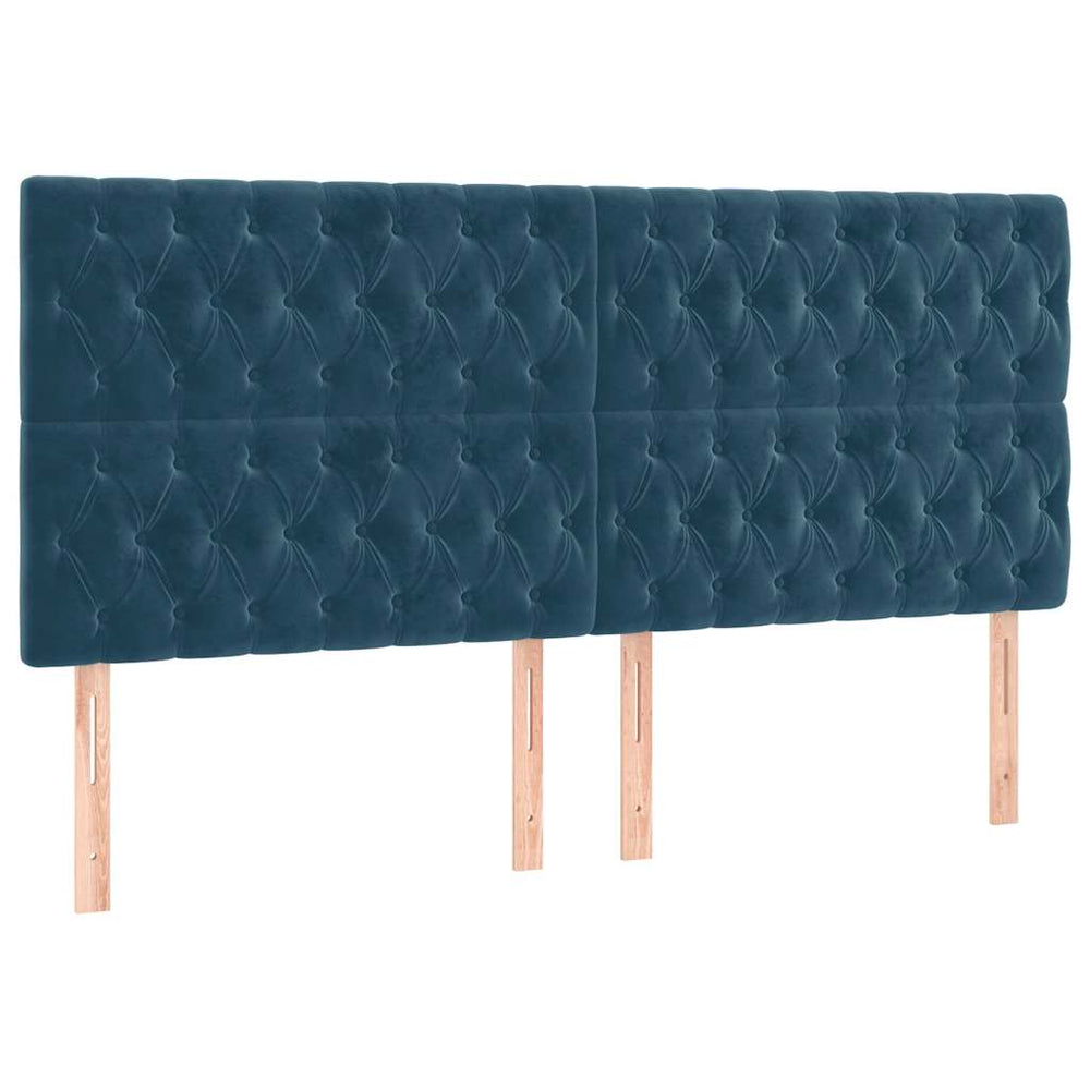 vidaXL Tête de lit Bleu foncé 180x7x118/128 cm Velours