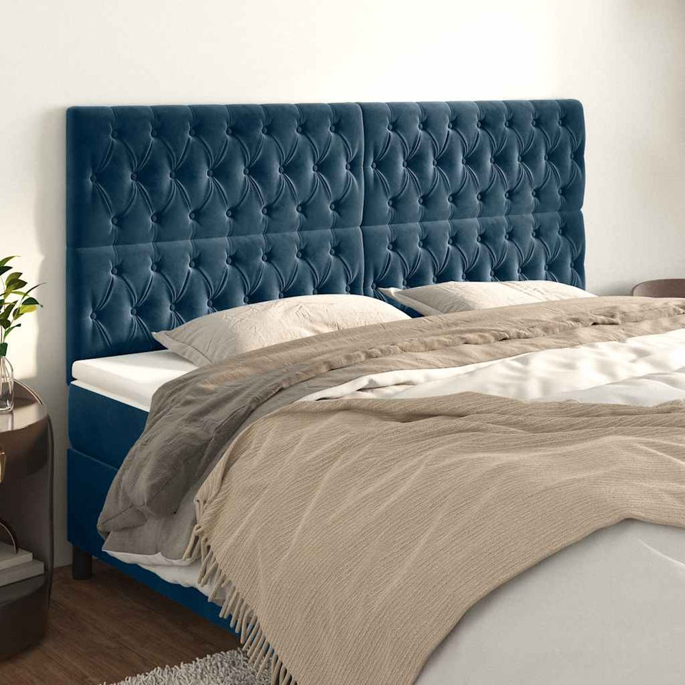 vidaXL Tête de lit Bleu foncé 180x7x118/128 cm Velours