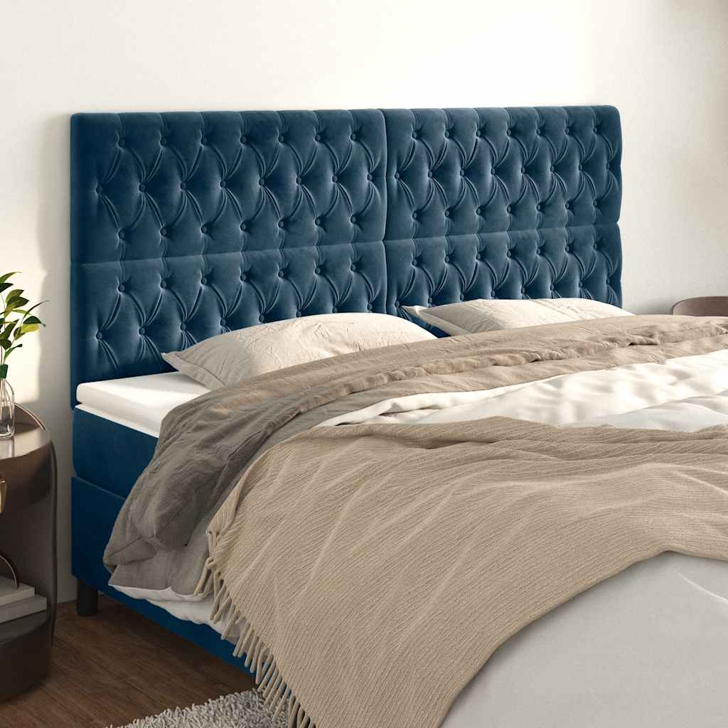 Kopfteil Dunkelblau 180x7x118/128 cm Samt