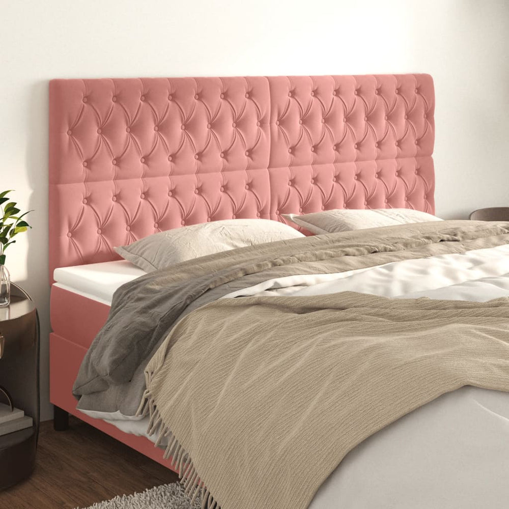 vidaXL Tête de lit Rose 180x7x118/128 cm Velours