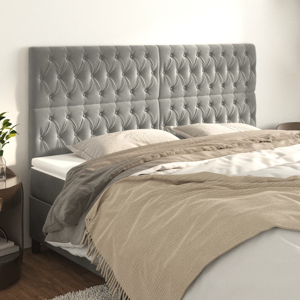 vidaXL Tête de lit Gris clair 200 x 7 x 118/128 cm Velours