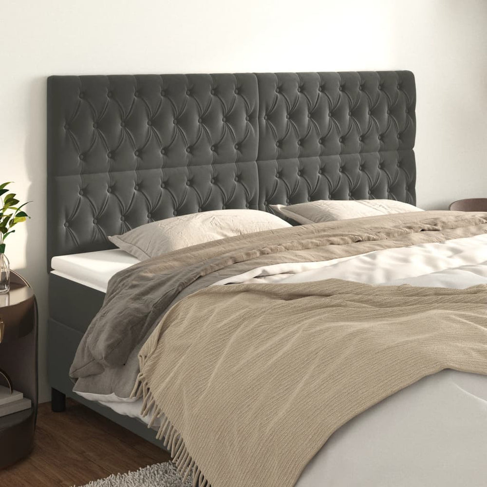vidaXL Tête de lit gris foncé 200 x 7 x 118/128 cm Velours