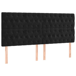 Kopfteil Schwarz 200 x 7 x 118/128 cm Samt