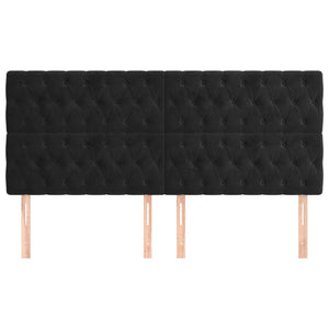 Kopfteil Schwarz 200 x 7 x 118/128 cm Samt