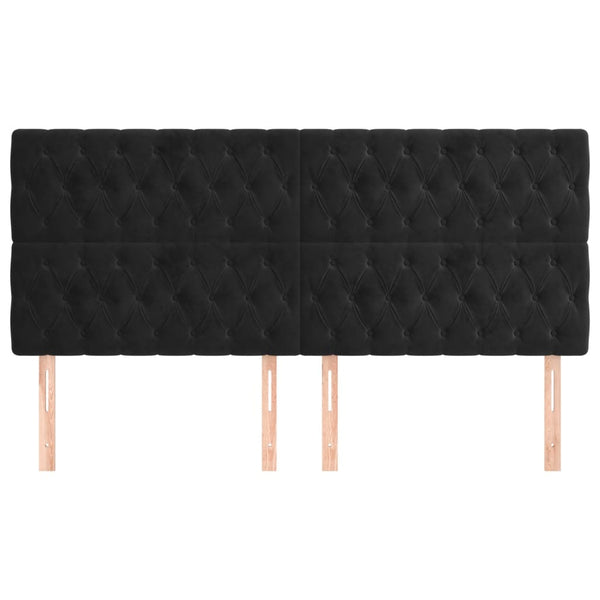 Kopfteil Schwarz 200 x 7 x 118/128 cm Samt