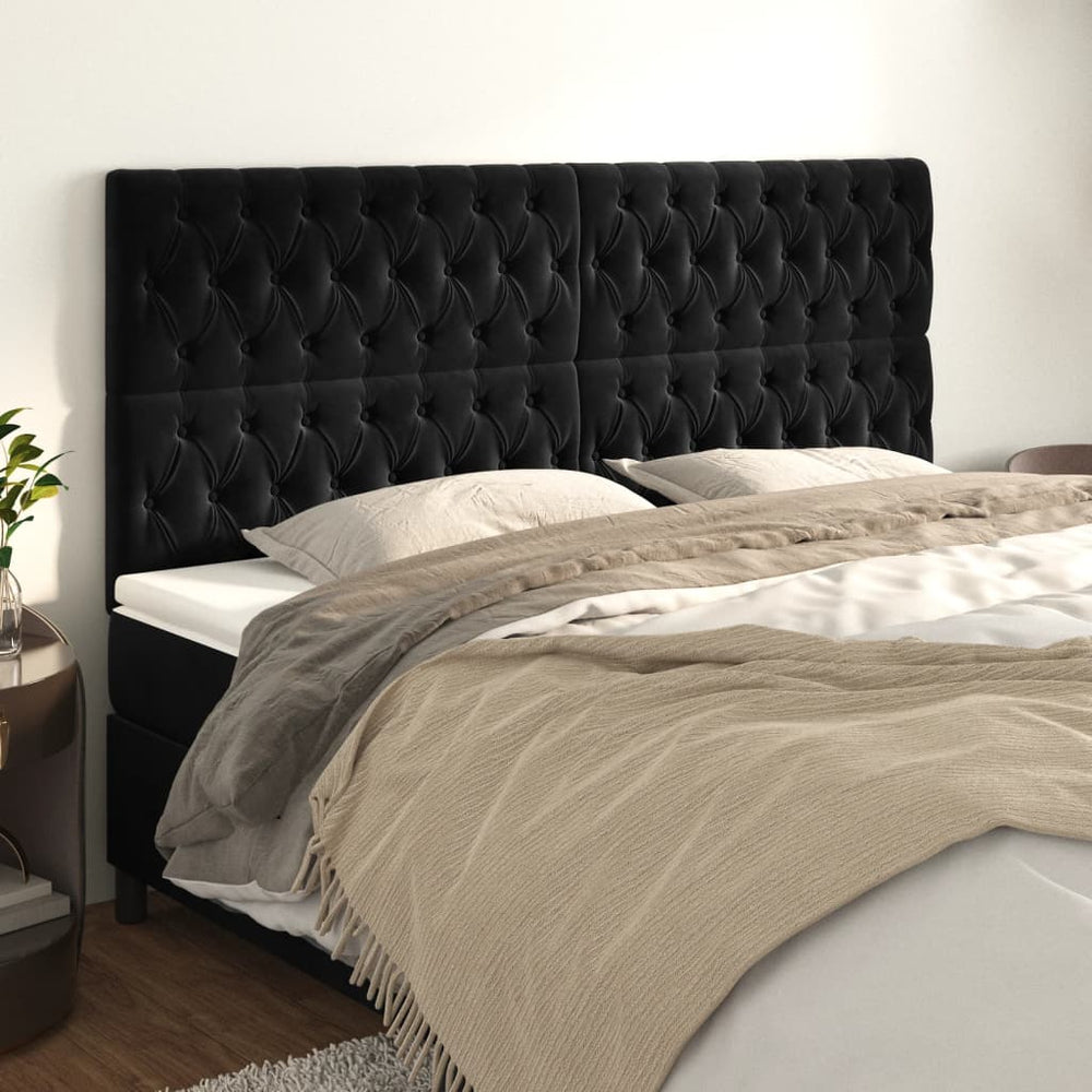 vidaXL Tête de lit Noir 200 x 7 x 118/128 cm Velours