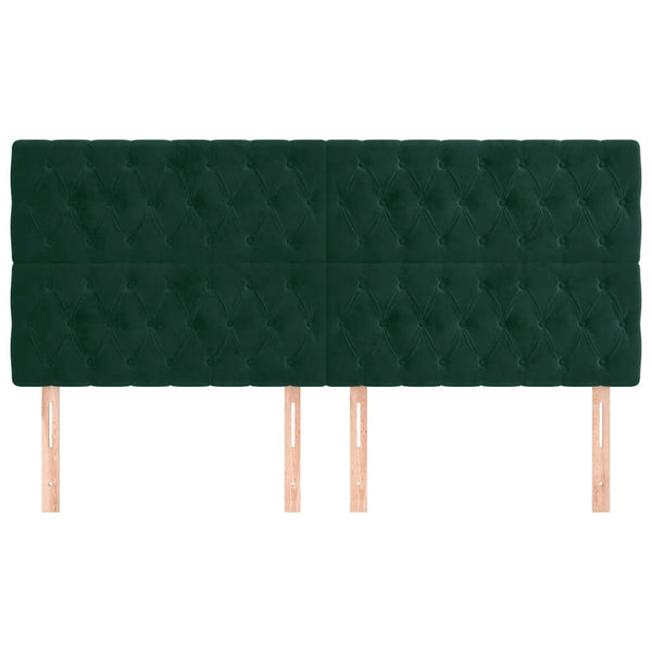 Kopfteil Dunkelgrün 200 x 7 x 118/128 cm Samt