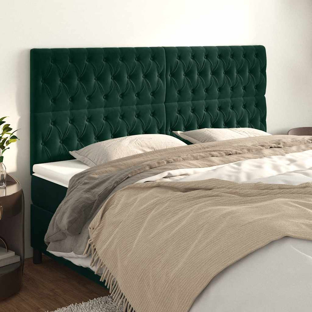 vidaXL Tête de lit Vert foncé 200 x 7 x 118/128 cm Velours