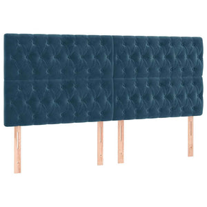 Kopfteil Dunkelblau 200 x 7 x 118/128 cm Samt
