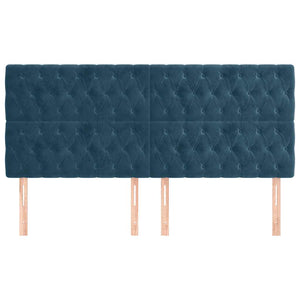 Kopfteil Dunkelblau 200 x 7 x 118/128 cm Samt