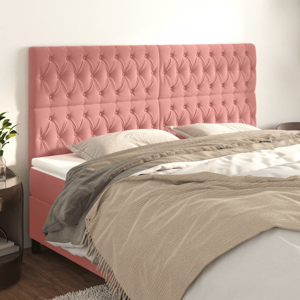vidaXL Tête de lit Rose 200 x 7 x 118/128 cm Velours