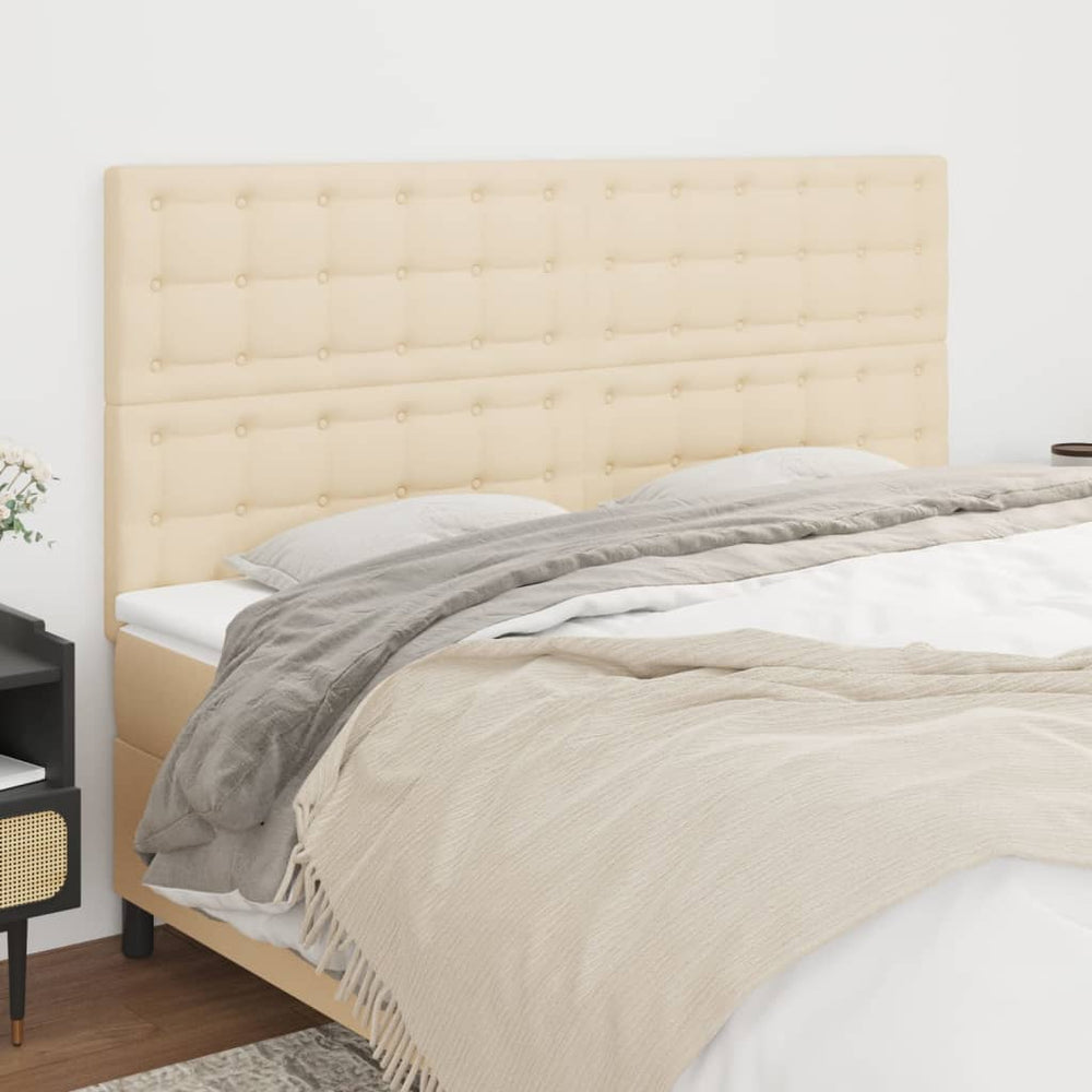 vidaXL Tête de lit crème 200 x 5 x 118/128 cm tissu