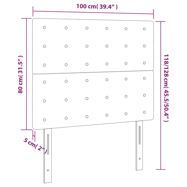 Kopfteil Dunkelgrau 100 x 5 x 118/128 cm Samt