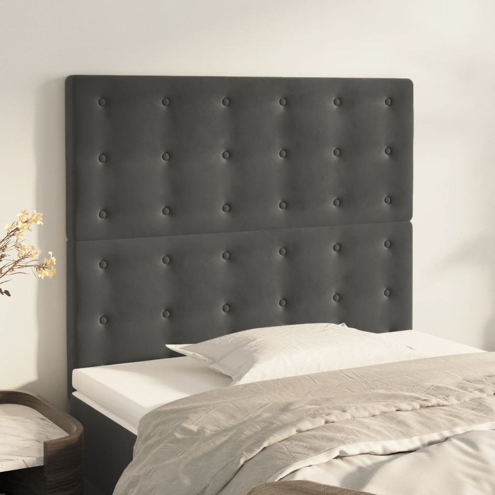 Kopfteil Dunkelgrau 100 x 5 x 118/128 cm Samt