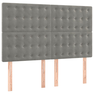 Kopfteil Hellgrau 144x5x118/128 cm Samt
