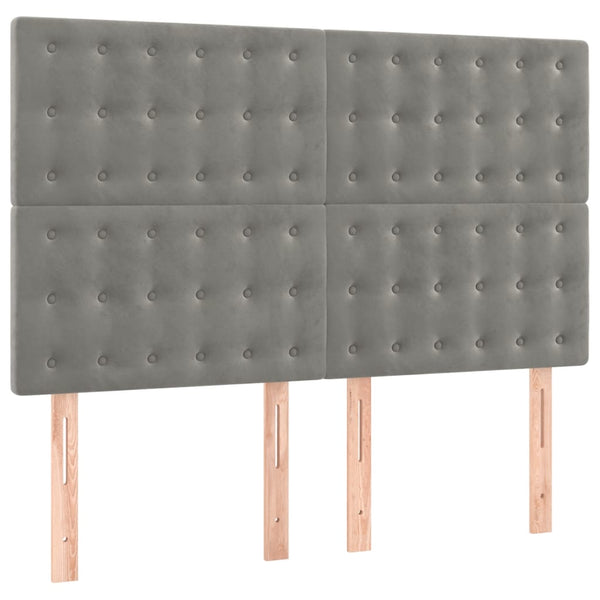 Kopfteil Hellgrau 144x5x118/128 cm Samt