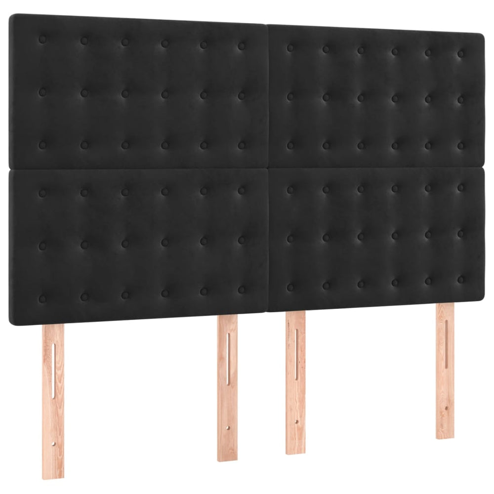 Kopfteil Schwarz 144x5x118/128 cm Samt