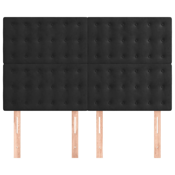 Kopfteil Schwarz 144x5x118/128 cm Samt