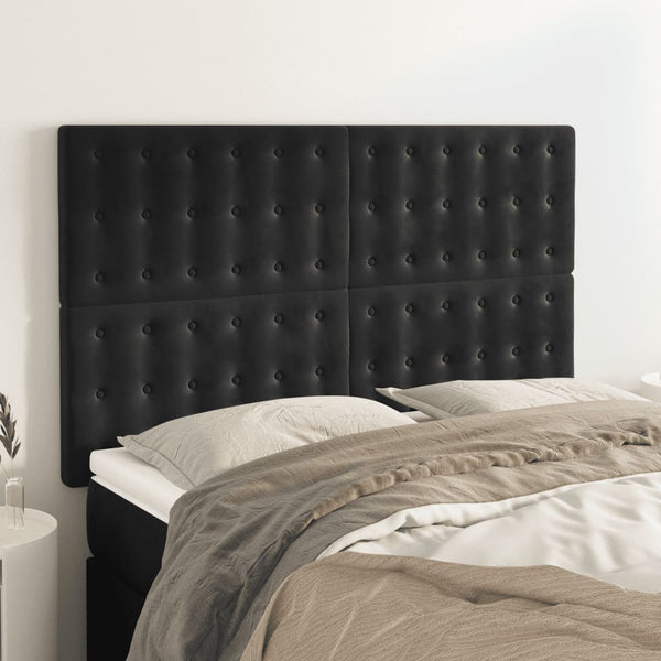 Kopfteil Schwarz 144x5x118/128 cm Samt