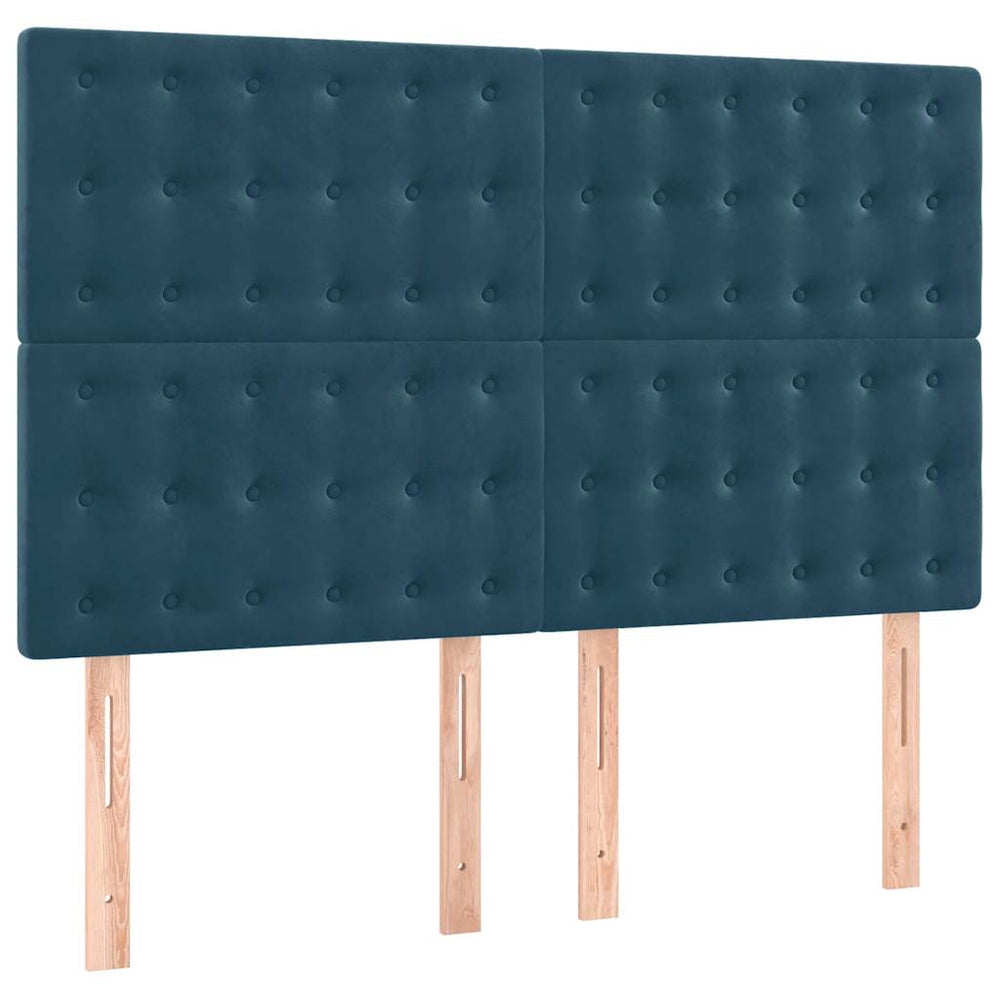 Kopfteil Dunkelblau 144x5x118/128 cm Samt