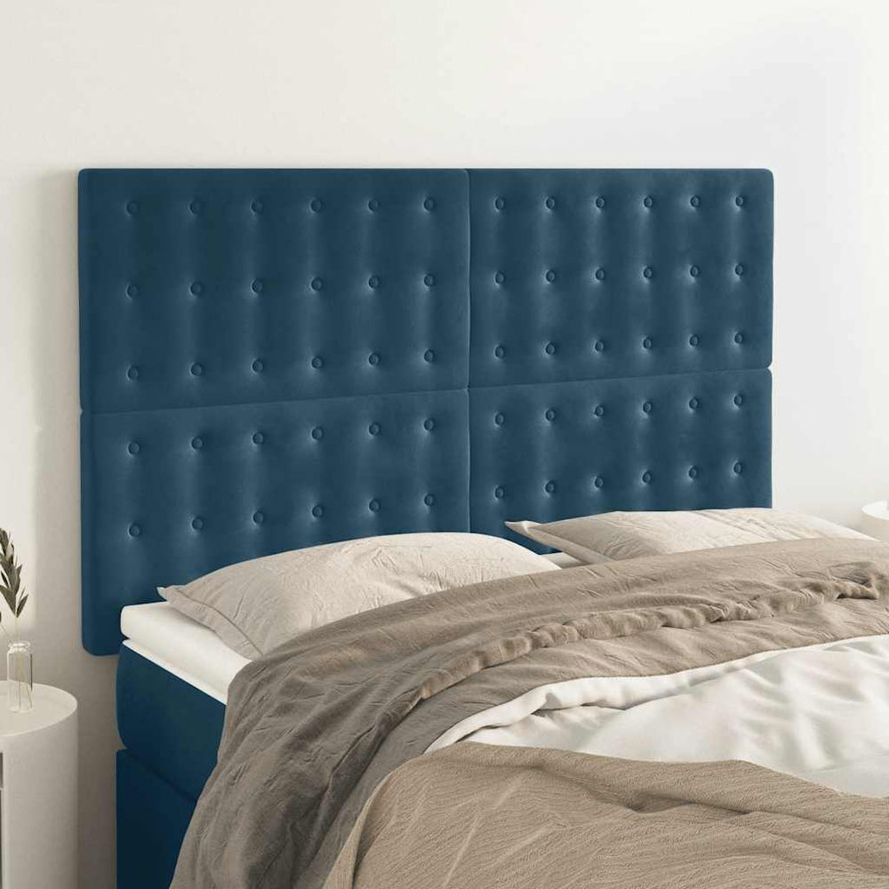 Kopfteil Dunkelblau 144x5x118/128 cm Samt