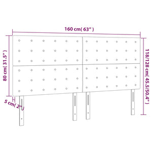 Kopfteil Hellgrau 160 x 5 x 118/128 cm Samt