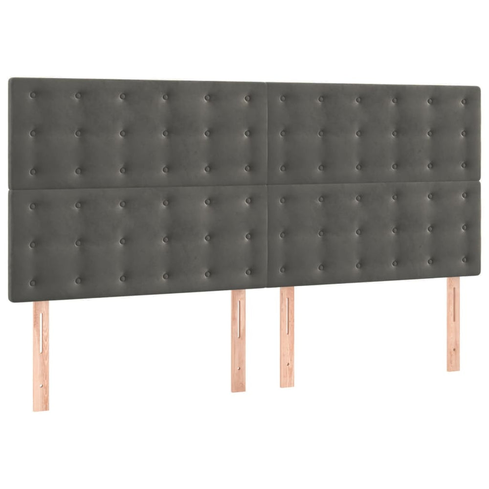 Kopfteil Dunkelgrau 160 x 5 x 118/128 cm Samt