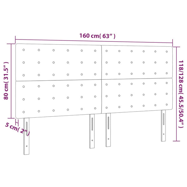 Kopfteil Dunkelgrau 160 x 5 x 118/128 cm Samt