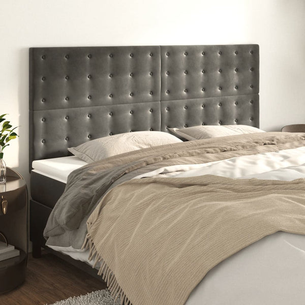Kopfteil Dunkelgrau 160 x 5 x 118/128 cm Samt