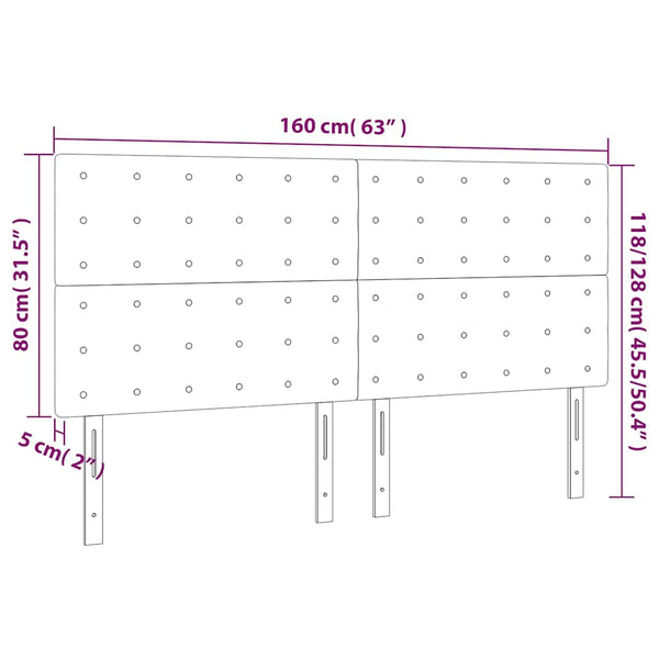 Kopfteil Dunkelblau 160 x 5 x 118/128 cm Samt