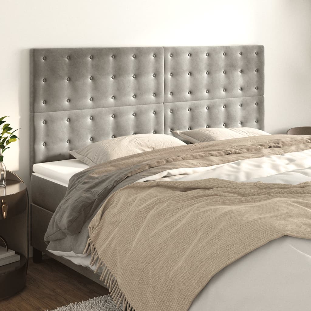 vidaXL Tête de lit Gris clair 180x5x118/128 cm Velours