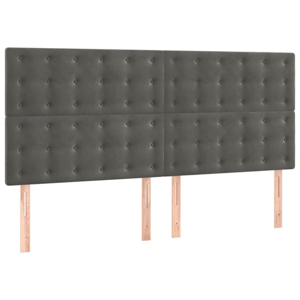 Kopfteil Dunkelgrau 180 x 5 x 118/128 cm Samt