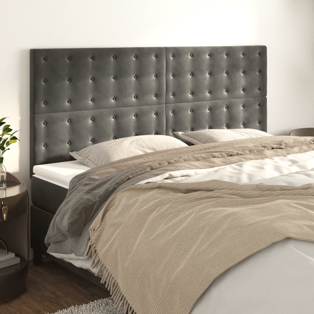 Kopfteil Dunkelgrau 180 x 5 x 118/128 cm Samt
