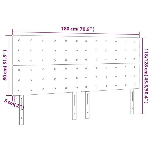 Kopfteil Schwarz 180x5x118/128 cm Samt