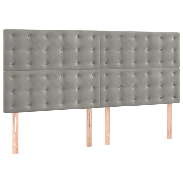 vidaXL Tête de lit Gris clair 200 x 5 x 118/128 cm Velours