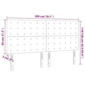 vidaXL Tête de lit Gris clair 200 x 5 x 118/128 cm Velours