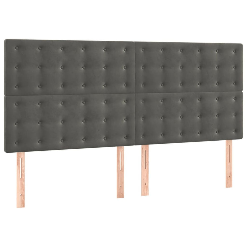 Kopfteil Dunkelgrau 200 x 5 x 118/128 cm Samt