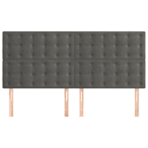 Kopfteil Dunkelgrau 200 x 5 x 118/128 cm Samt
