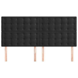 Kopfteil Schwarz 200 x 5 x 118/128 cm Samt