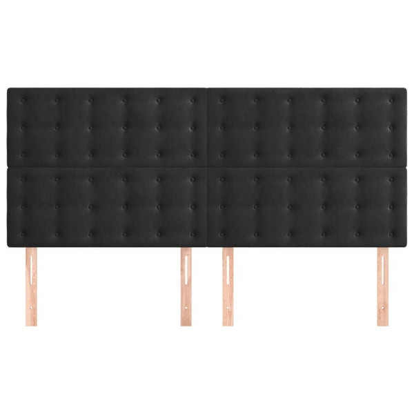 Kopfteil Schwarz 200 x 5 x 118/128 cm Samt