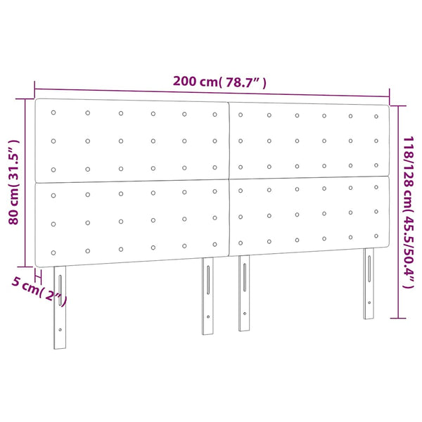 Kopfteil Dunkelblau 200 x 5 x 118/128 cm Samt