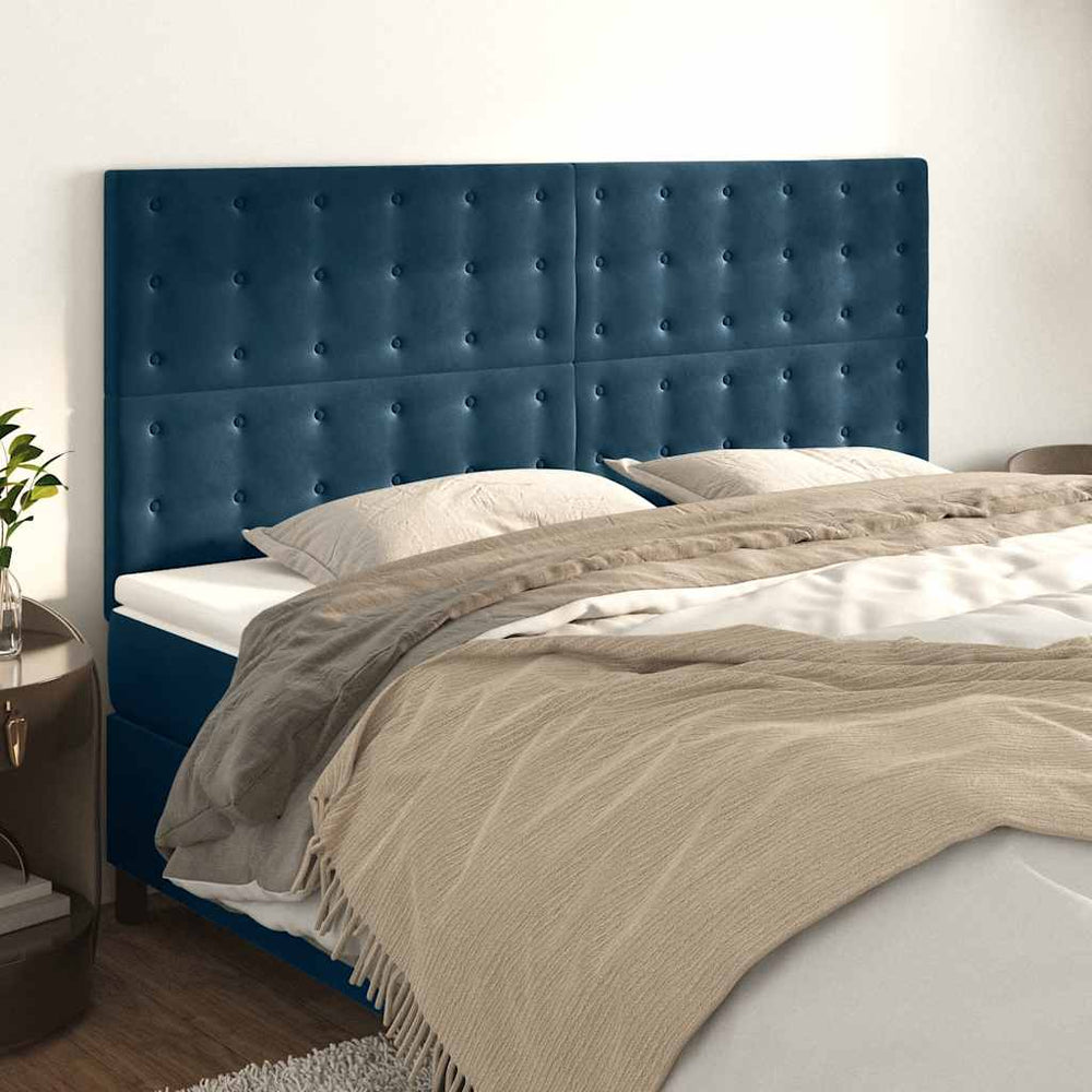 Kopfteil Dunkelblau 200 x 5 x 118/128 cm Samt