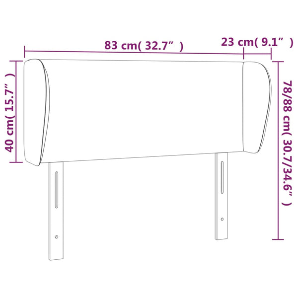 vidaXL Tête de lit à oreilles Noir 83x23x78/88 cm Velours