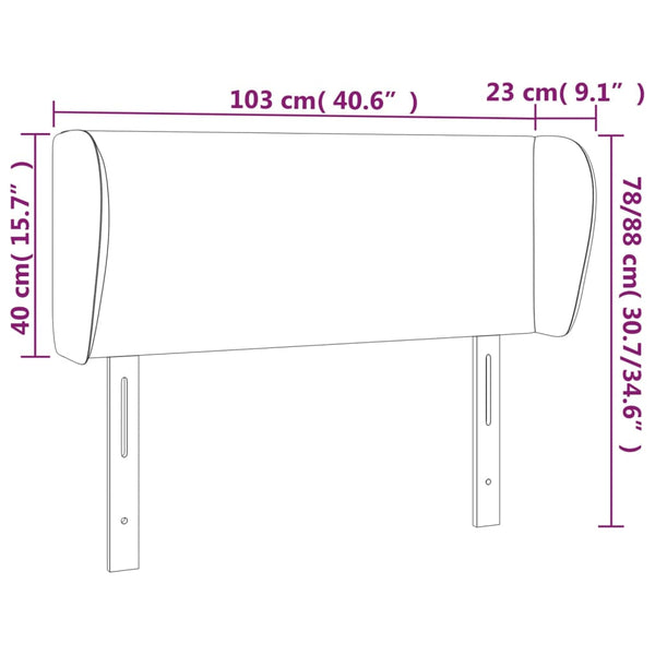 vidaXL Tête de lit à oreilles Noir 103x23x78/88 cm Velours