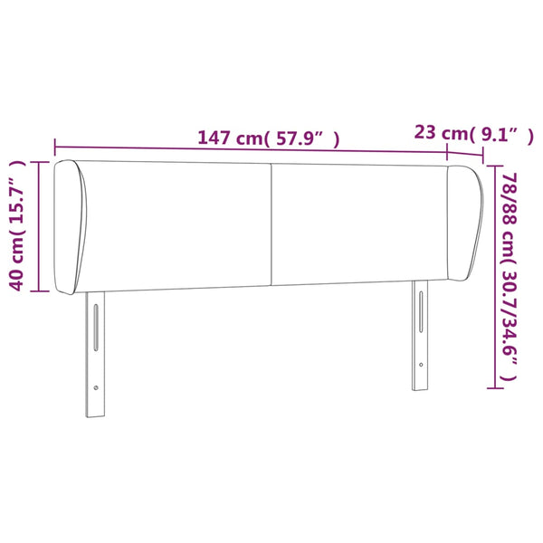 vidaXL Tête de lit à oreilles Gris clair 147x23x78/88 cm Velours