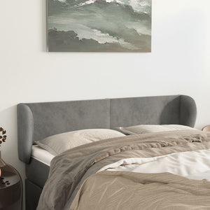 vidaXL Tête de lit à oreilles Gris clair 147x23x78/88 cm Velours