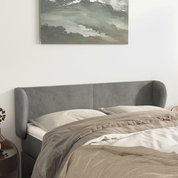 vidaXL Tête de lit à oreilles Gris clair 147x23x78/88 cm Velours