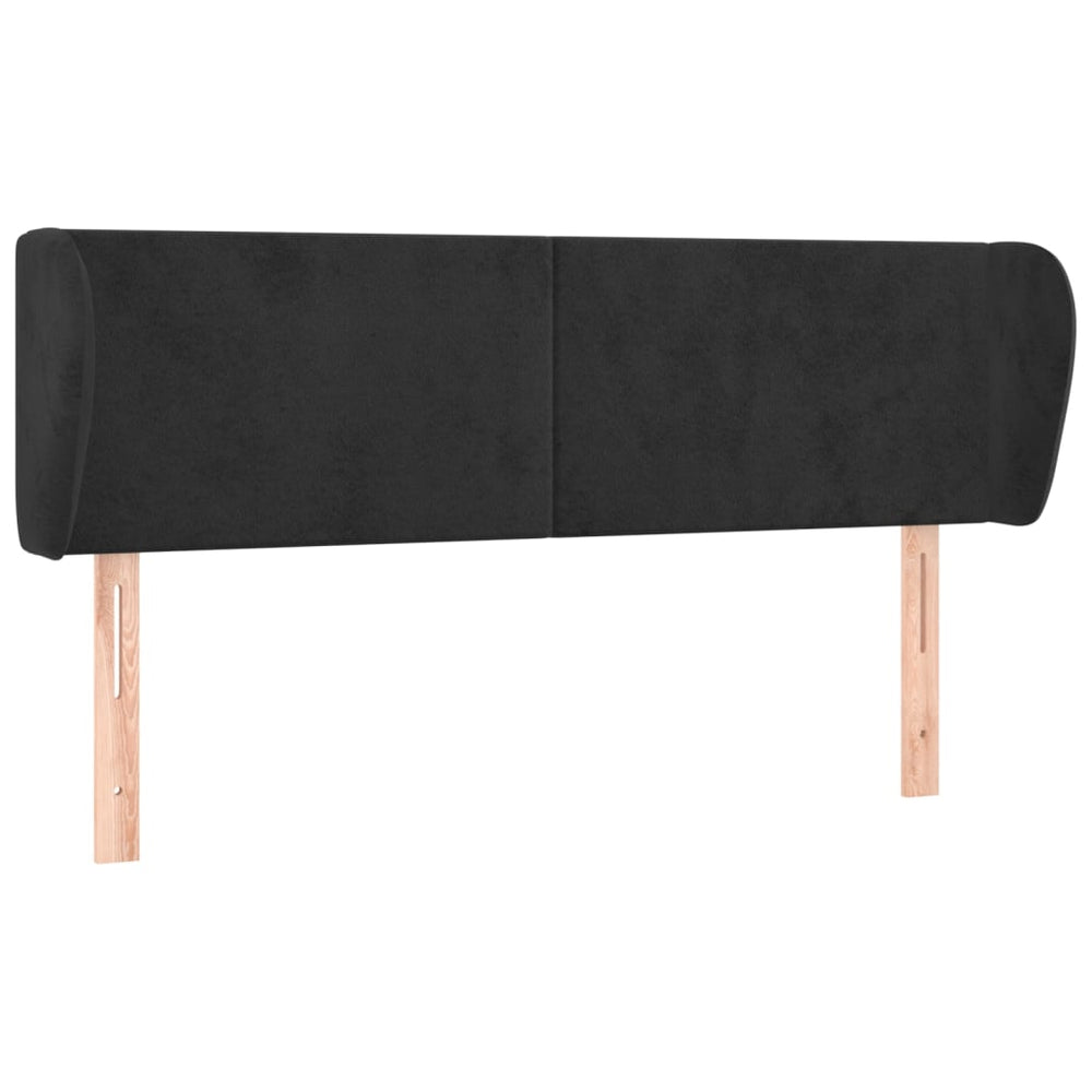 Kopfteil mit Ohren Schwarz 147x23x78/88 cm Samt