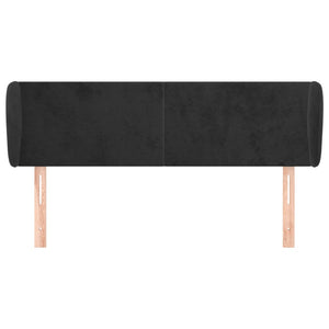 Kopfteil mit Ohren Schwarz 147x23x78/88 cm Samt