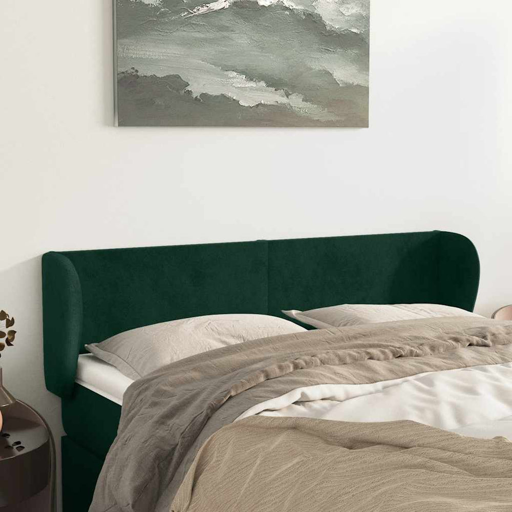 Kopfteil mit Ohren Dunkelgrün 147x23x78/88 cm Samt